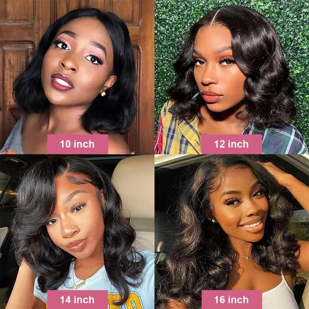 Wear And Go Glueless Bob Wig Human Hair Short Body Wave Lace Front Wigs Pre Cut Brazilian Hair 4X4 Lace Closure Wig For Women