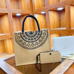 handbags Tote Bags Women'S Hemp Bag Geometric Retro Simple Shopping Bag Storage Large Capacity Hand Bill Shoulder Bag
