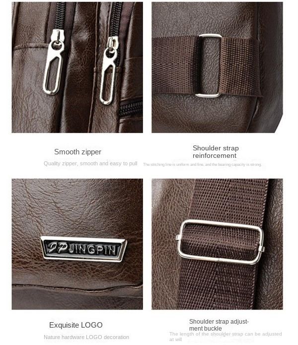 Men's Soft Leather Chest Bag Business Shoulder Waterproof Casual Crossbody Bag  Cross-Body Sling Bags