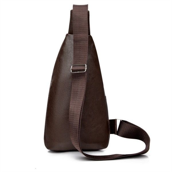 Men's Soft Leather Chest Bag Business Shoulder Waterproof Casual Crossbody Bag  Cross-Body Sling Bags