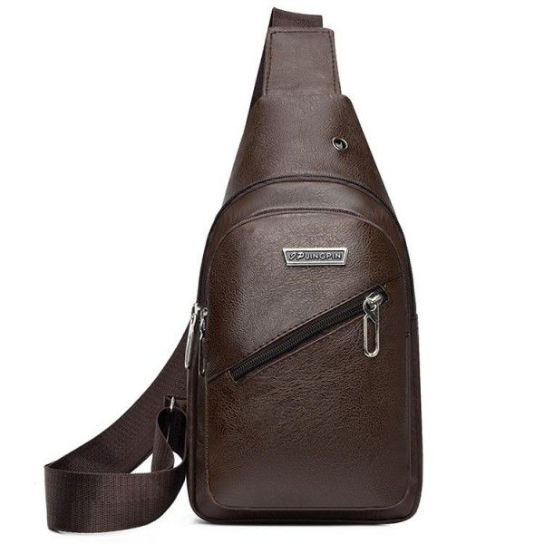 Men's Soft Leather Chest Bag Business Shoulder Waterproof Casual Crossbody Bag  Cross-Body Sling Bags