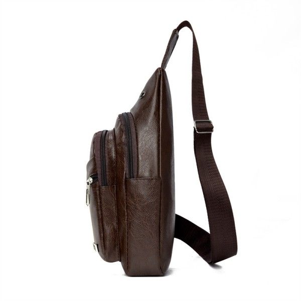Men's Soft Leather Chest Bag Business Shoulder Waterproof Casual Crossbody Bag  Cross-Body Sling Bags
