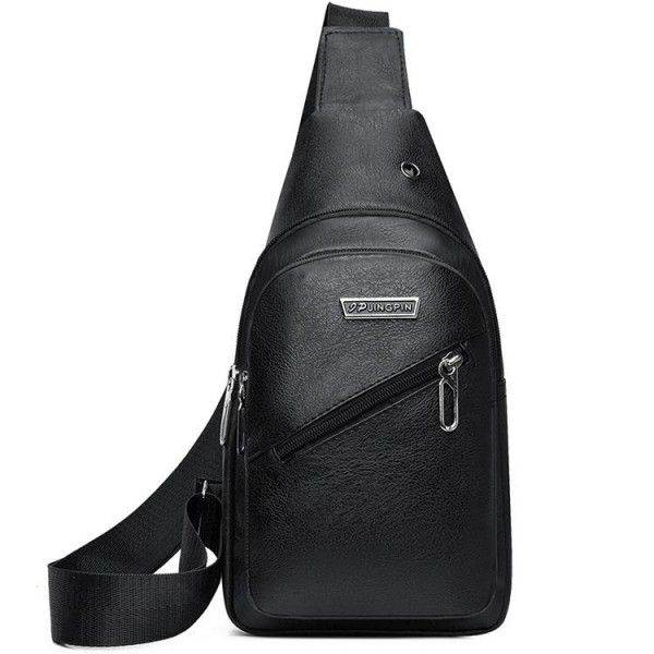 Men's Soft Leather Chest Bag Business Shoulder Waterproof Casual Crossbody Bag  Cross-Body Sling Bags