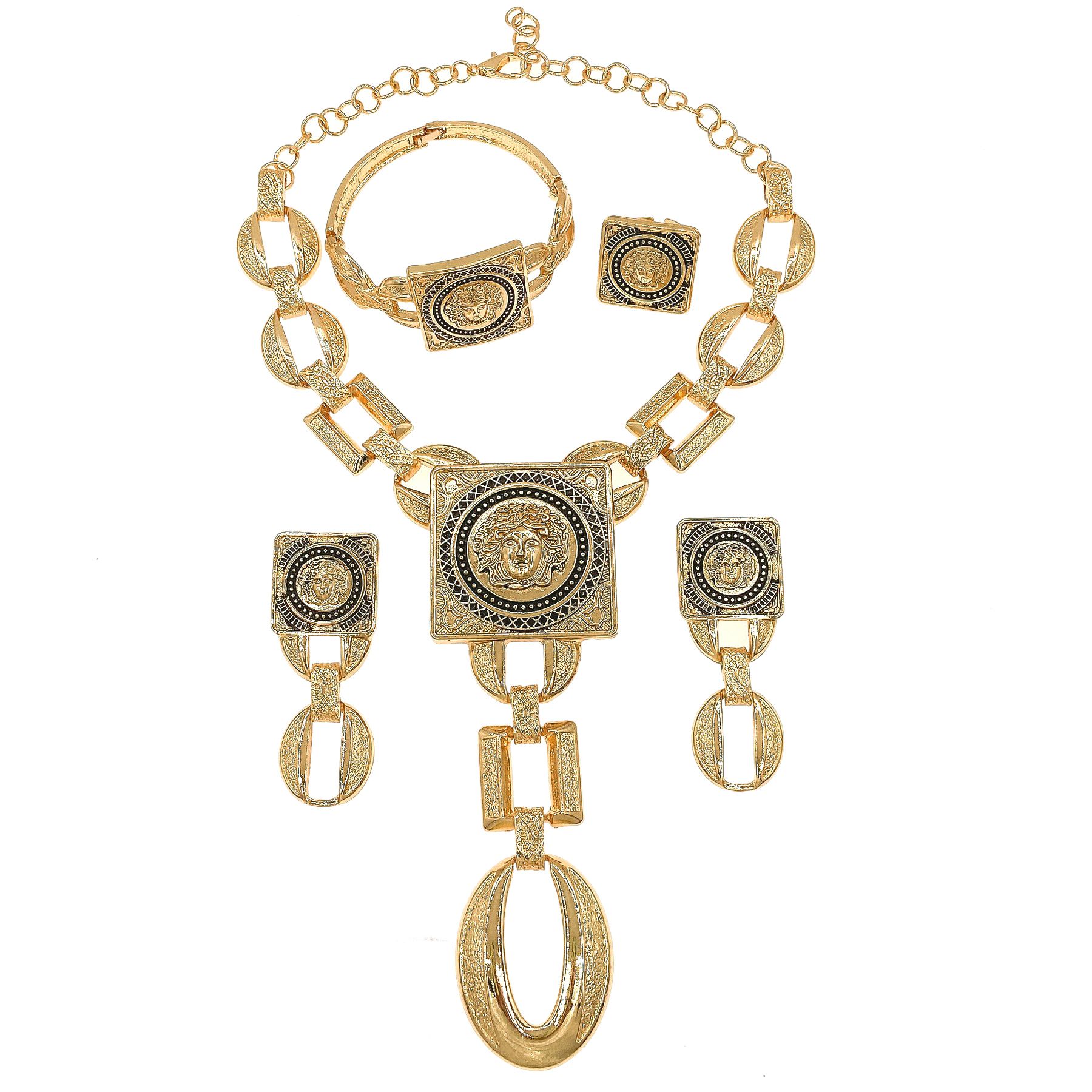 Women's necklace jewelry set simple and fashionable rhinestone pendant open bracelet adjustable for daily wear jewelry holiday gift jewelry 2-piece set necklace earring set