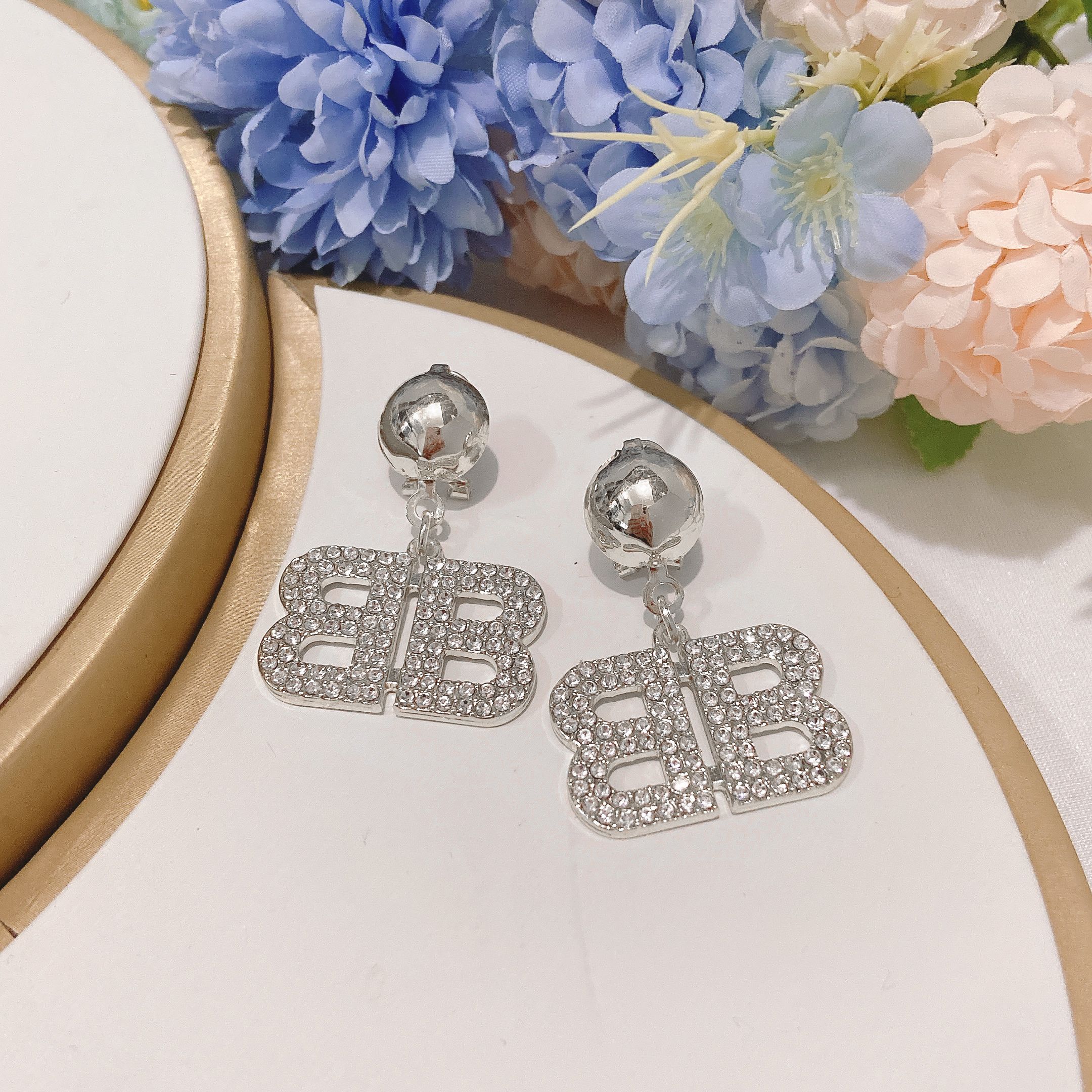 Women's Jewelry Earring Necklace Set Fashion Italian Gold Plated Diamond Letter Design Wedding Necklace 2-piece Set Latest Gold Plated Jewelry Set Party and Birthday Gifts