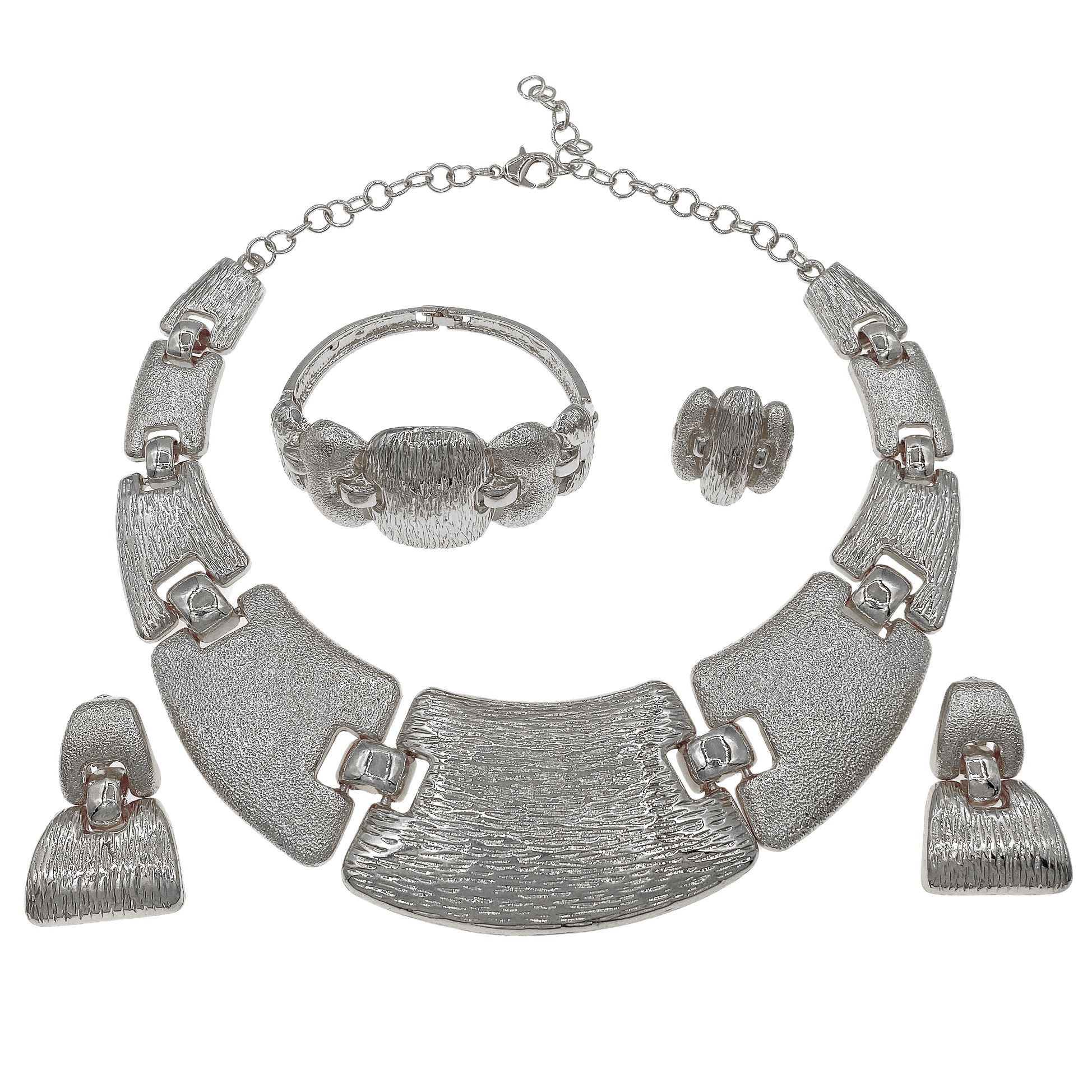 Fashion Jewelry Set Exquisite Fashion New Style Hot Selling Retro Elegant Unique Necklace Earrings Classic Banquet Wedding Jewelry Necklace Earrings Rings Bracelets as Birthday Gifts