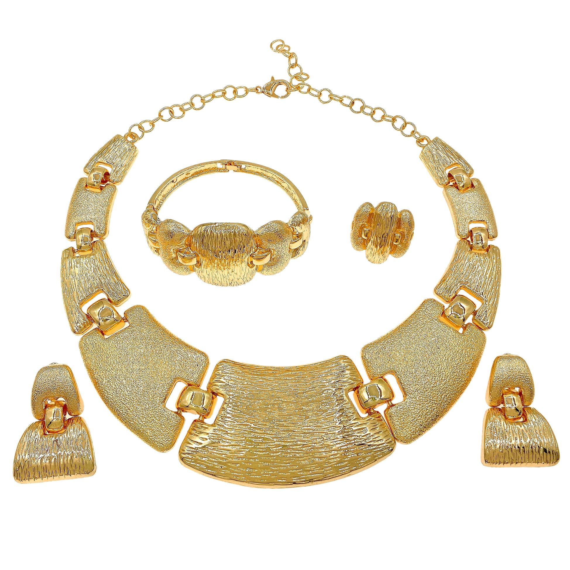 Fashion Jewelry Set Exquisite Fashion New Style Hot Selling Retro Elegant Unique Necklace Earrings Classic Banquet Wedding Jewelry Necklace Earrings Rings Bracelets as Birthday Gifts