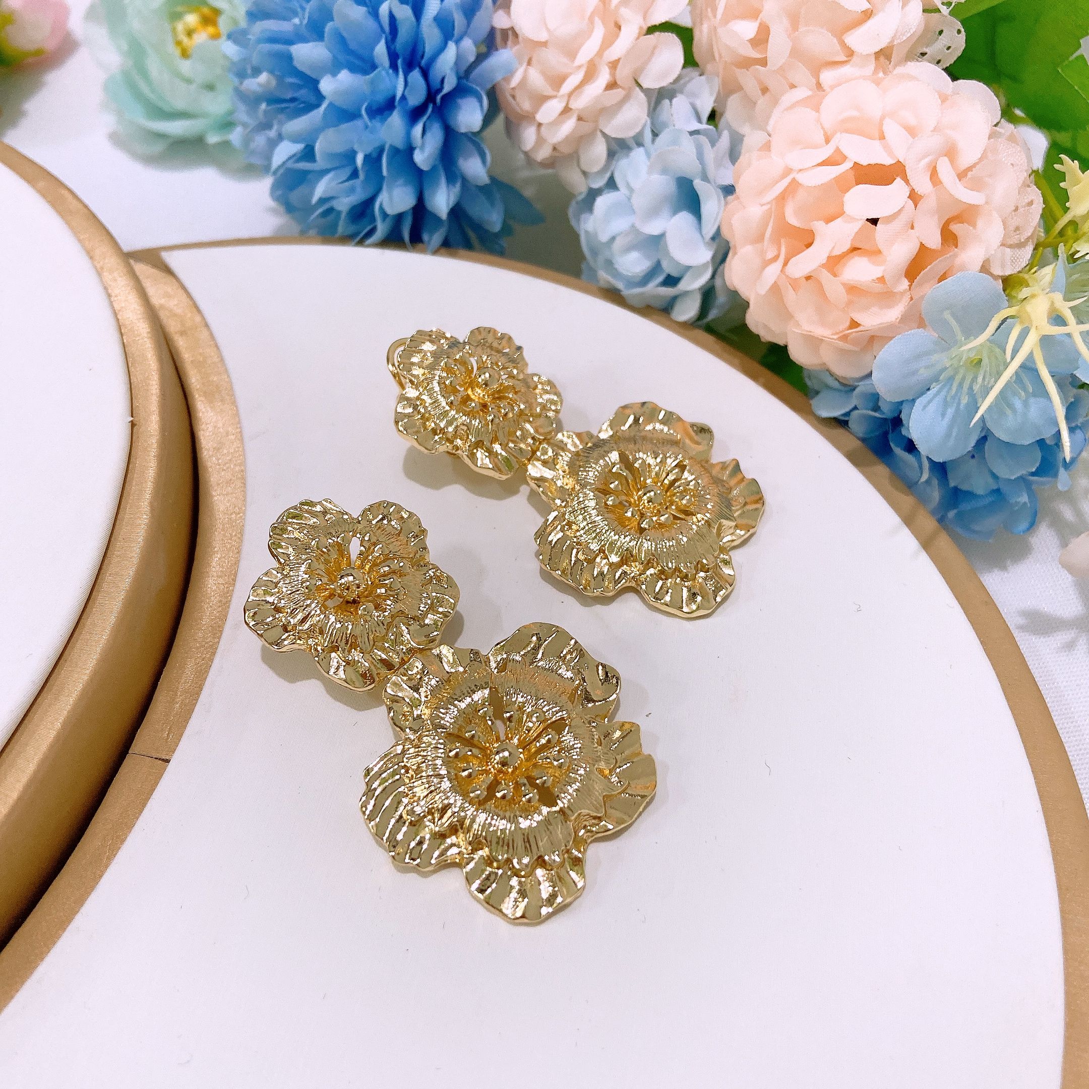 Dubai Jewelry Set Fashion Jewelry Necklace Earrings Bracelet Plated 24 Gold Original Jewelry Set Wedding Necklace Ring Earrings Bracelet Latest Flower Design Luxury Brazilian Gold Plated Jewelry Set