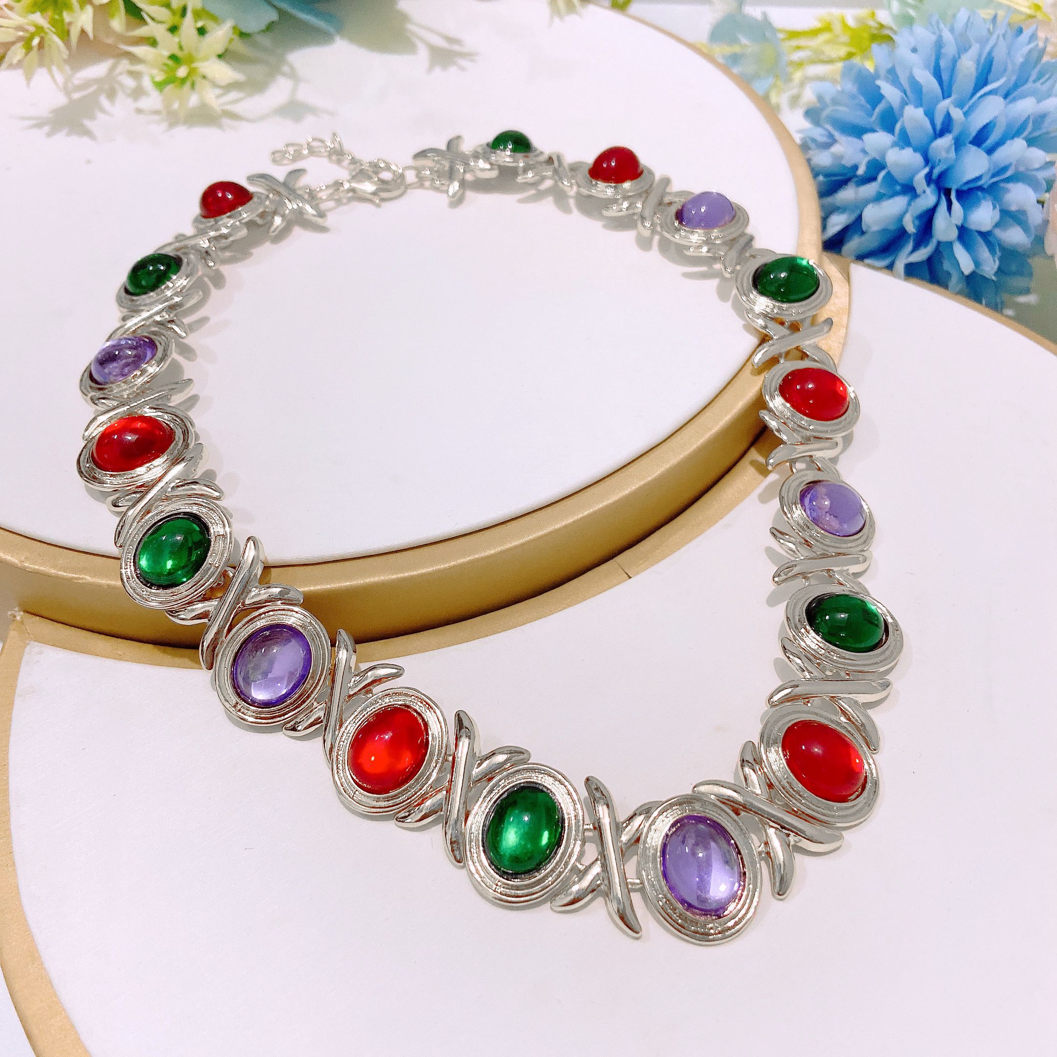 Fashion Accessories Colorful Czech Diamond Necklace Set I Love You Jewelry Set Heart shaped Love Diamond Pendant Bracelet Adjustable Ring Exquisite Earrings Daily Wear Jewelry xoxo Jewelry Festival