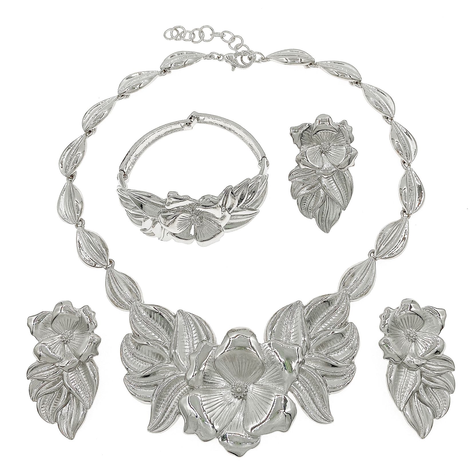 Women's Necklace Jewelry Set Simple Fashion Rhinestone Pendant Open Bracelet Adjustable Ring Daily Wear Jewelry Holiday Gift Jewelry 5 Piece Set Necklace Earring Ring Bracelet
