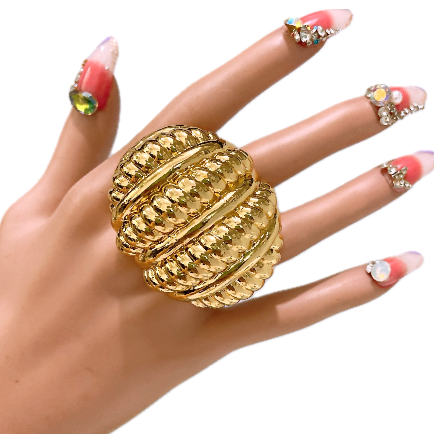 Exaggerated hollow gold light ring, unique irregular oversized ring, ladies' open gold adjustable ring, wedding party jewelry, fashionable jewelry, punk party jewelry, innovative craftsmanship
