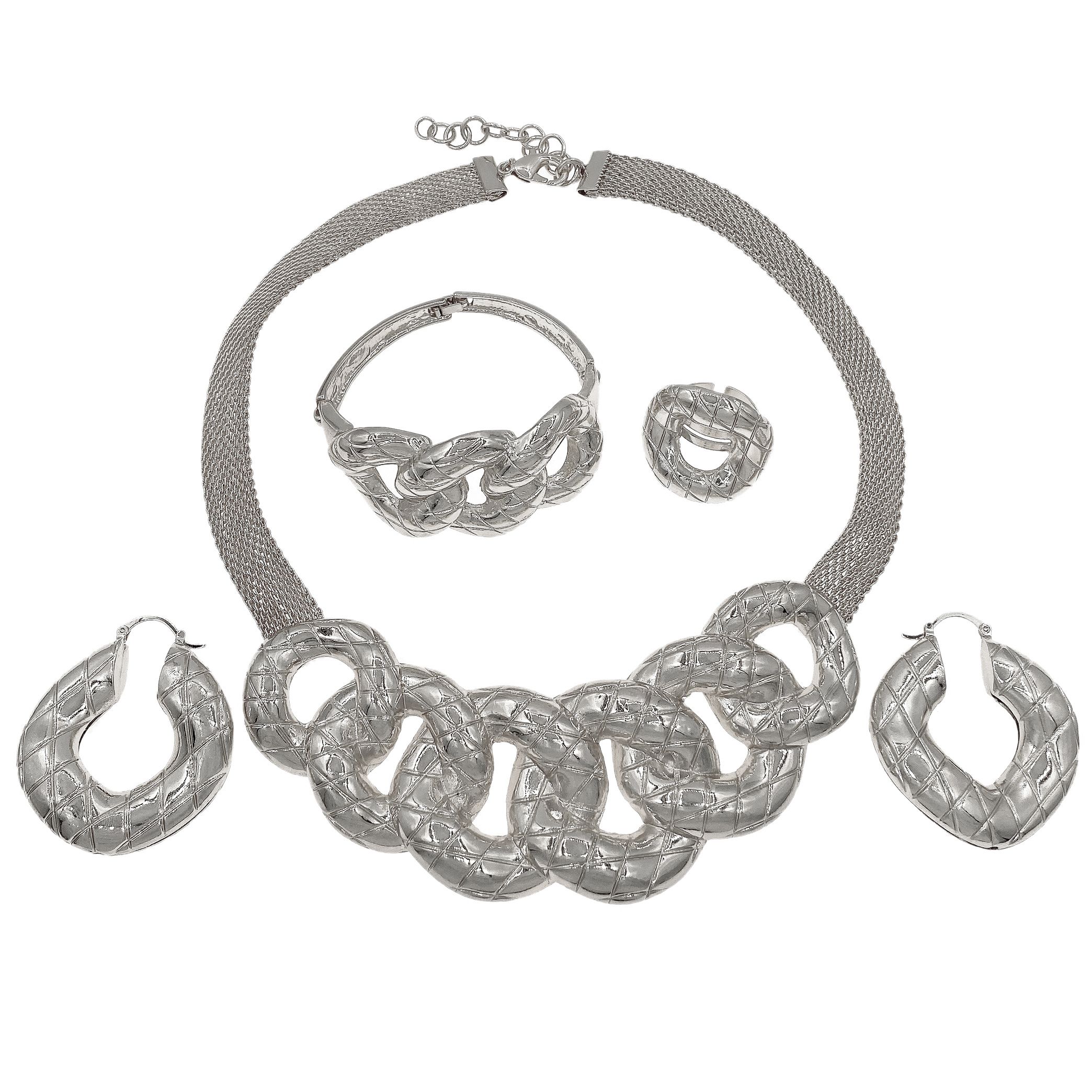 Fashion Jewelry 4-piece Jewelry Set Pendant Open Bracelet Adjustable Ring Daily Wear Jewelry Holiday Gift Jewelry 4-piece Set Necklace Earrings Bracelet Dubai Women's Jewelry