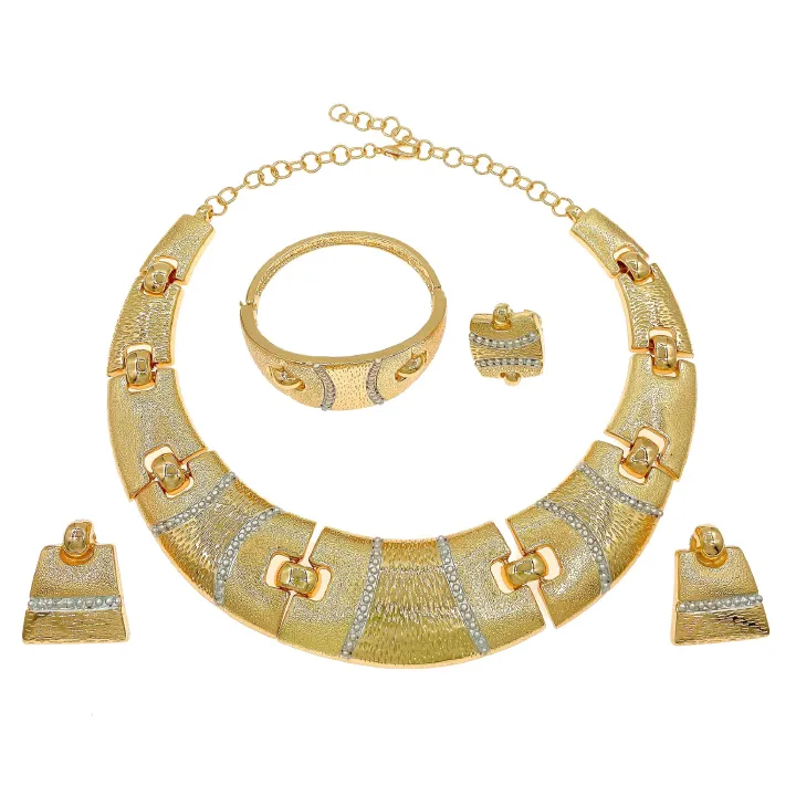 Fashion Jewelry 4-piece Jewelry Set Pendant Open Bracelet Adjustable Ring Daily Wear Jewelry Holiday Gift Jewelry 4-piece Set Necklace Earrings Bracelet Dubai Women's Jewelry