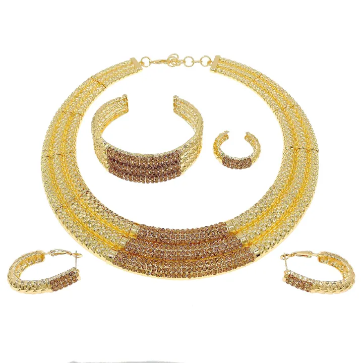 Fashion Jewelry 4-piece Jewelry Set Pendant Open Bracelet Adjustable Ring Daily Wear Jewelry Holiday Gift Jewelry 4-piece Set Necklace Earrings Bracelet Dubai Women's Jewelry