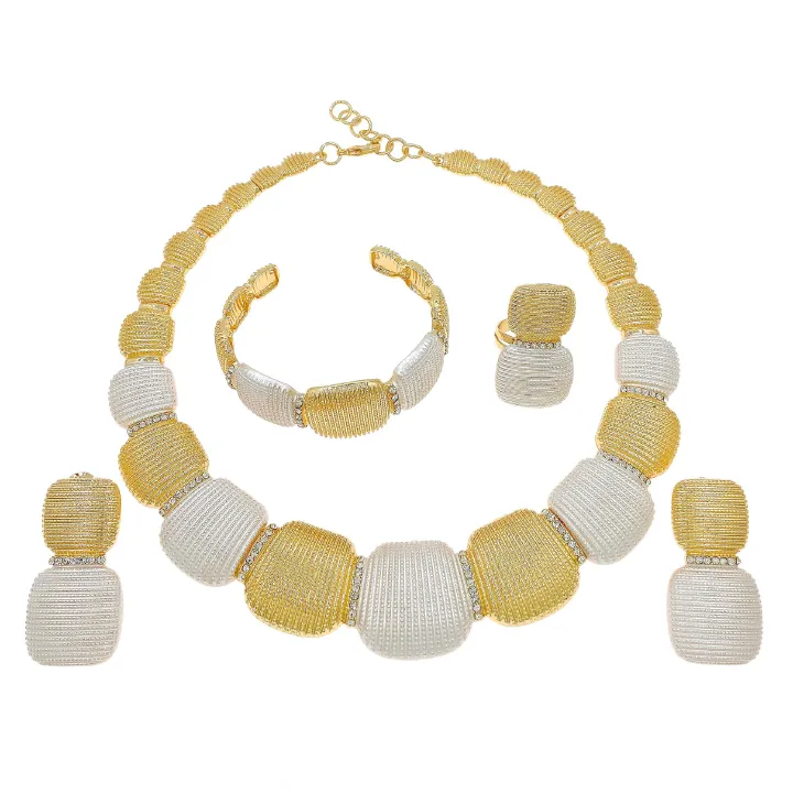 Fashion Jewelry 4-piece Jewelry Set Pendant Open Bracelet Adjustable Ring Daily Wear Jewelry Holiday Gift Jewelry 4-piece Set Necklace Earrings Bracelet Dubai Women's Jewelry