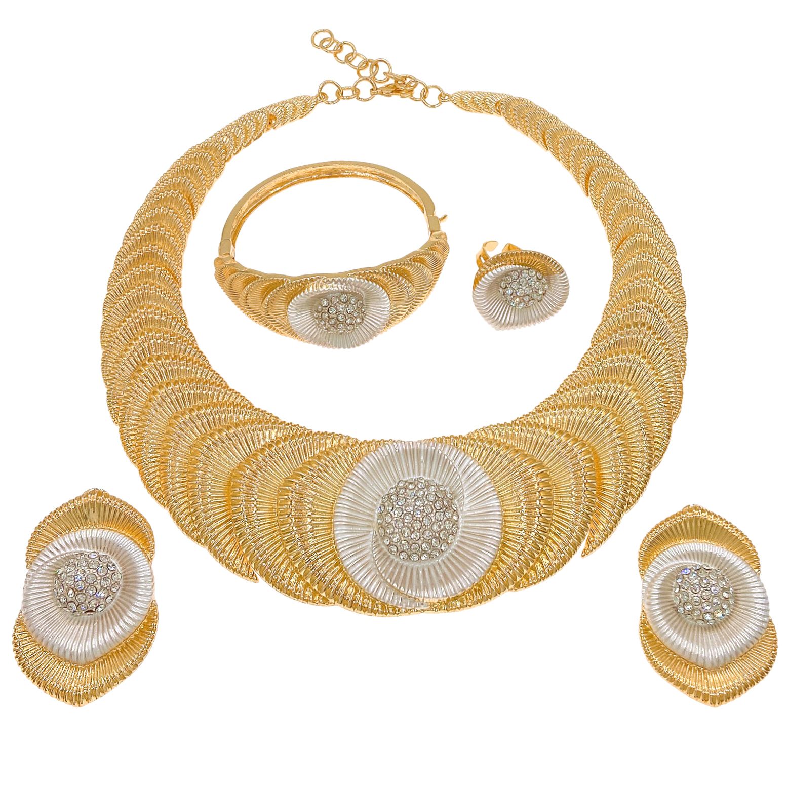 Fashion Jewelry 4-piece Jewelry Set Pendant Open Bracelet Adjustable Ring Daily Wear Jewelry Holiday Gift Jewelry 4-piece Set Necklace Earrings Bracelet Dubai Women's Jewelry