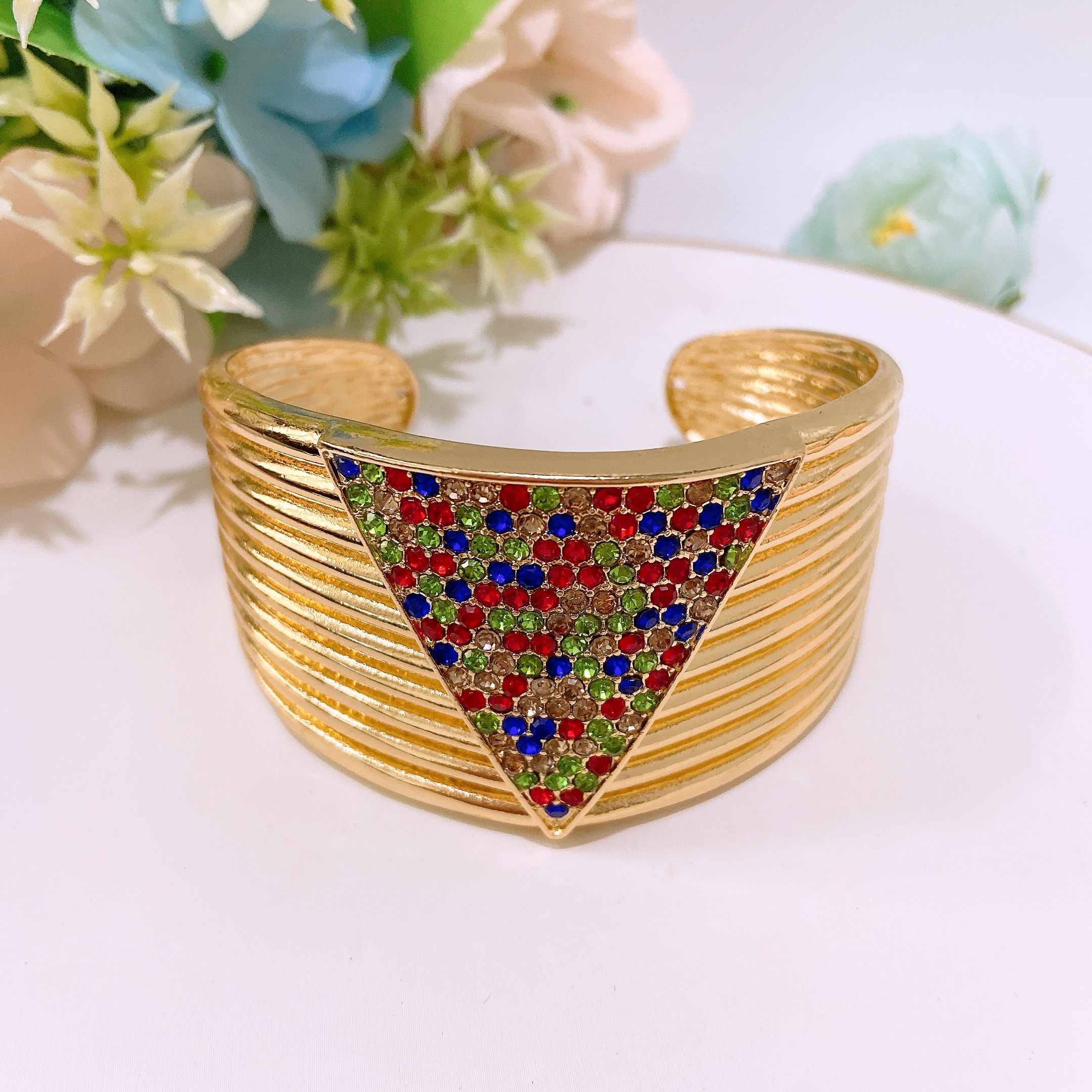 Fashion Jewelry 4-piece Set Jewelry Pendant Open Bracelet Adjustable Ring Daily Wear Jewelry Colored Diamond Necklace Holiday Gift Jewelry 4-piece Set Necklace Earrings Bracelet Dubai Women's Jewelry