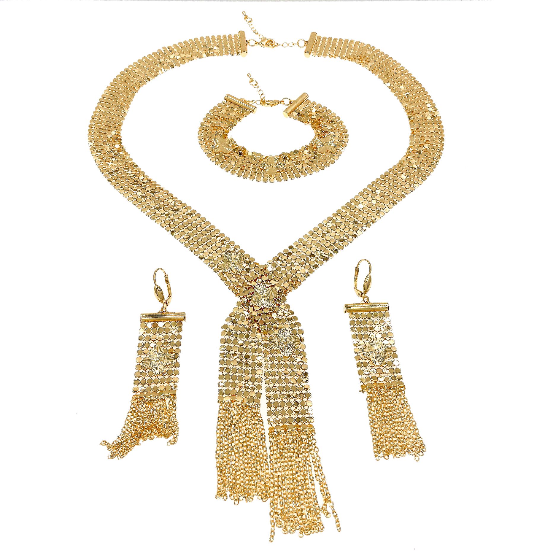 New 4-piece jewelry set, women's jewelry pendant bracelet earrings, adjustable rings for daily wear, women's party luxury jewelry set, Dubai women's wedding design pendant earring set