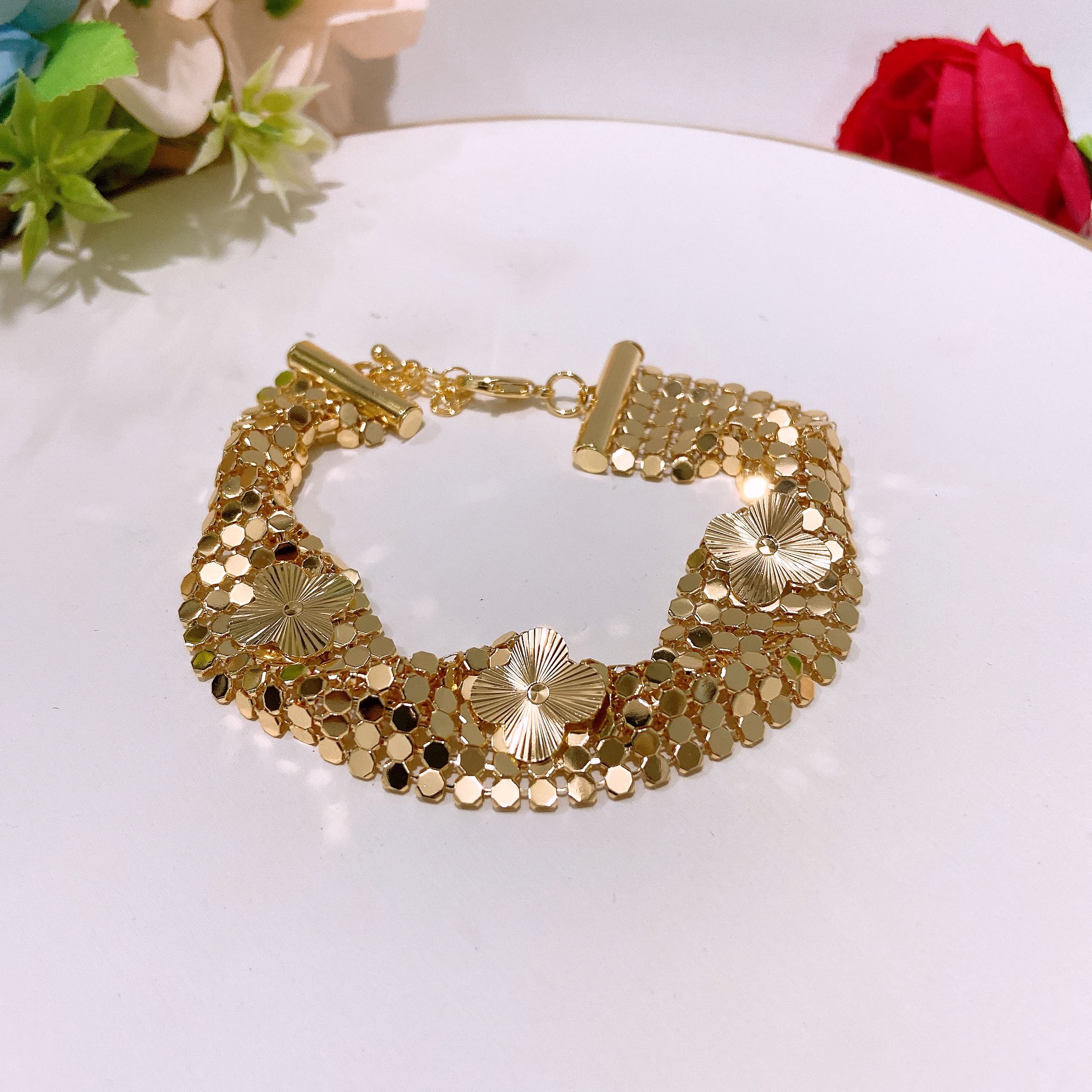New 4-piece jewelry set, women's jewelry pendant bracelet earrings, adjustable rings for daily wear, women's party luxury jewelry set, Dubai women's wedding design pendant earring set