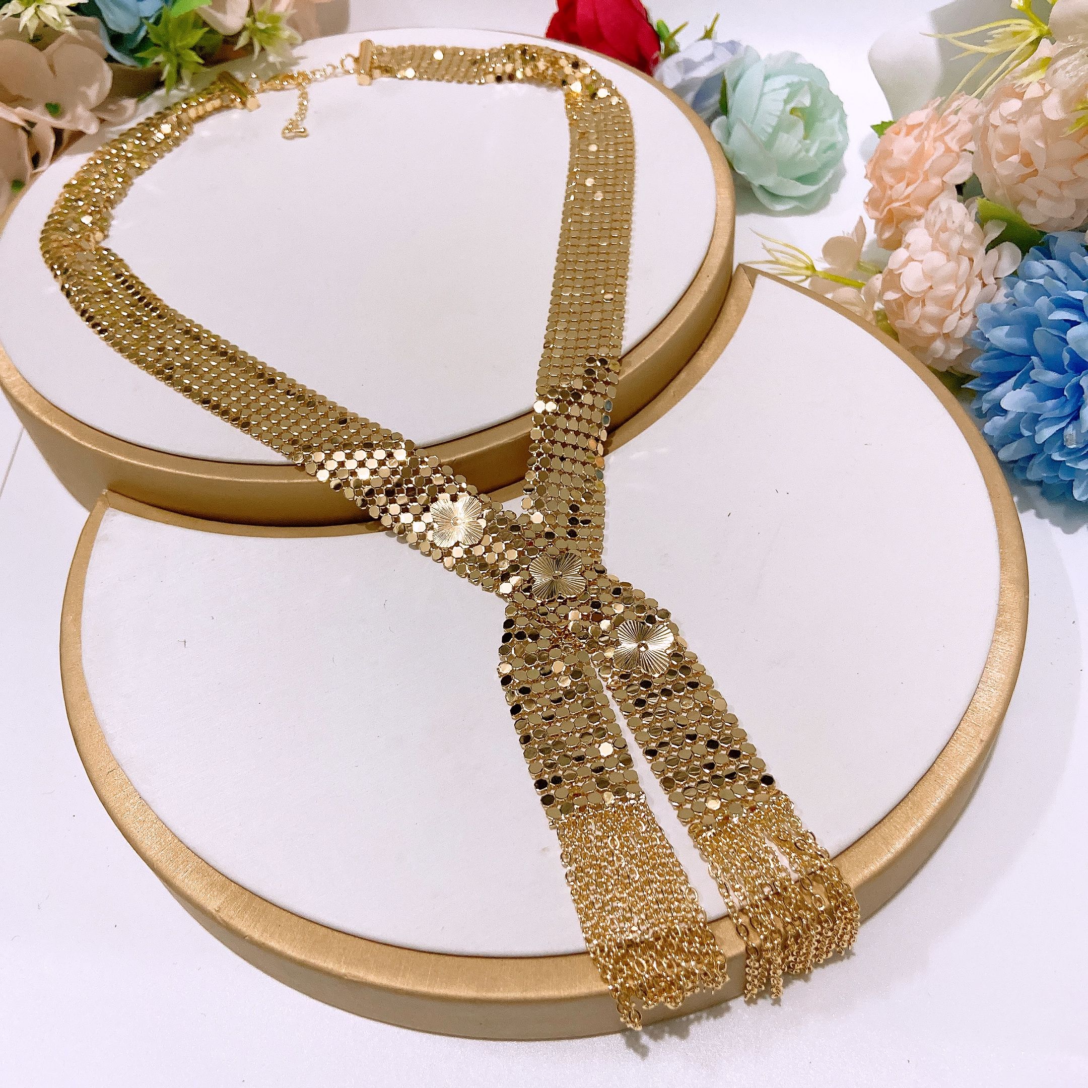 New 4-piece jewelry set, women's jewelry pendant bracelet earrings, adjustable rings for daily wear, women's party luxury jewelry set, Dubai women's wedding design pendant earring set