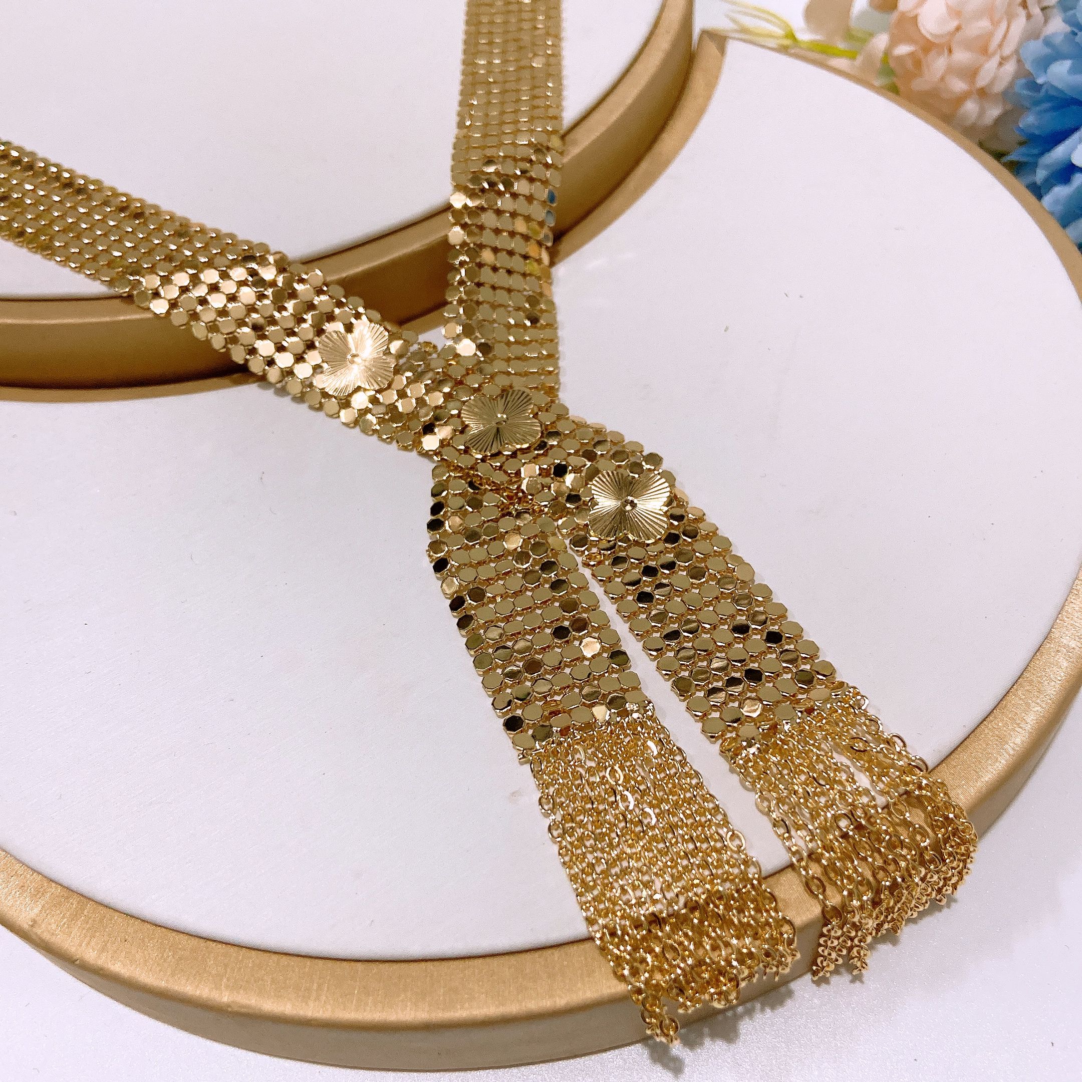 New 4-piece jewelry set, women's jewelry pendant bracelet earrings, adjustable rings for daily wear, women's party luxury jewelry set, Dubai women's wedding design pendant earring set