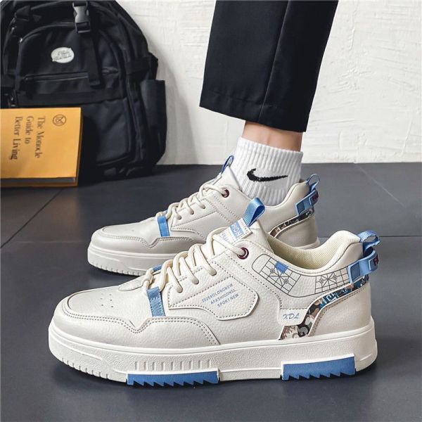 Men's Fine Workmanship Before Lacing Breathable Small White Shoes Thick Soled Sports Casual Board Shoes Skateboarding