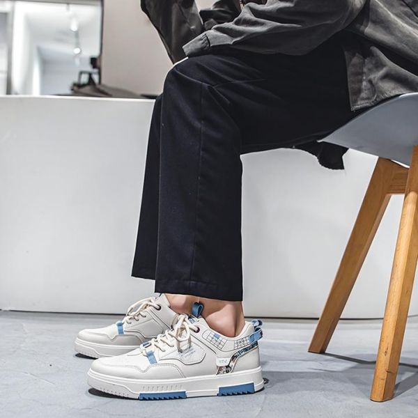 Men's Fine Workmanship Before Lacing Breathable Small White Shoes Thick Soled Sports Casual Board Shoes Skateboarding