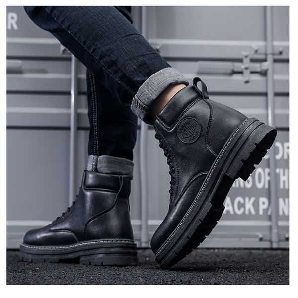 Men's Fine Finish Front Lace-Up Doc Martens High Help Workwear English Style Ankle Boots  Ankle & Bootie