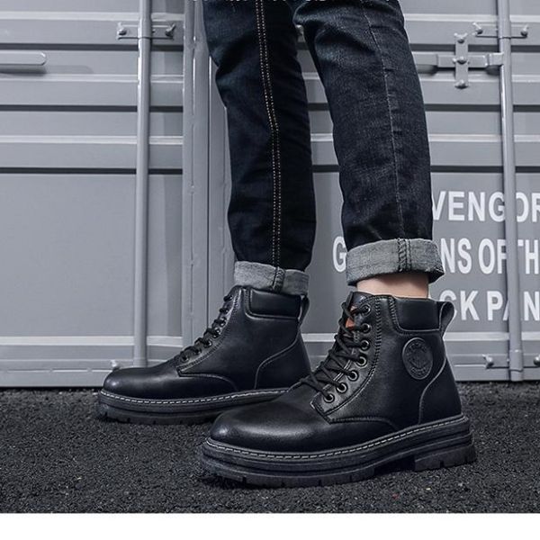 Men's Fine Finish Front Lace-Up Doc Martens High Help Workwear English Style Ankle Boots  Ankle & Bootie