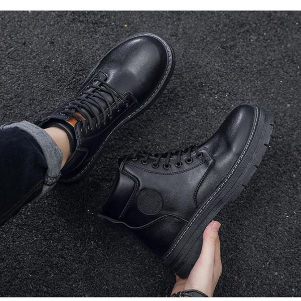 Men's Fine Finish Front Lace-Up Doc Martens High Help Workwear English Style Ankle Boots  Ankle & Bootie