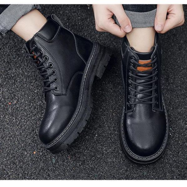 Men's Fine Finish Front Lace-Up Doc Martens High Help Workwear English Style Ankle Boots  Ankle & Bootie