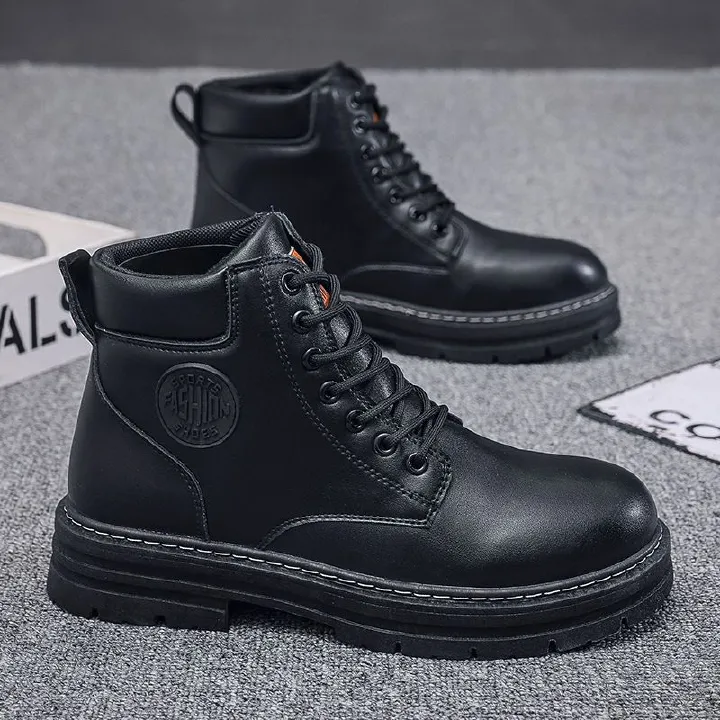 Men's Fine Finish Front Lace-Up Doc Martens High Help Workwear English Style Ankle Boots  Ankle & Bootie