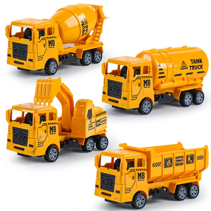 4-Piece City Mini Car Model Engineering Vehicle Fire Engine Educational Children's Toy Gift