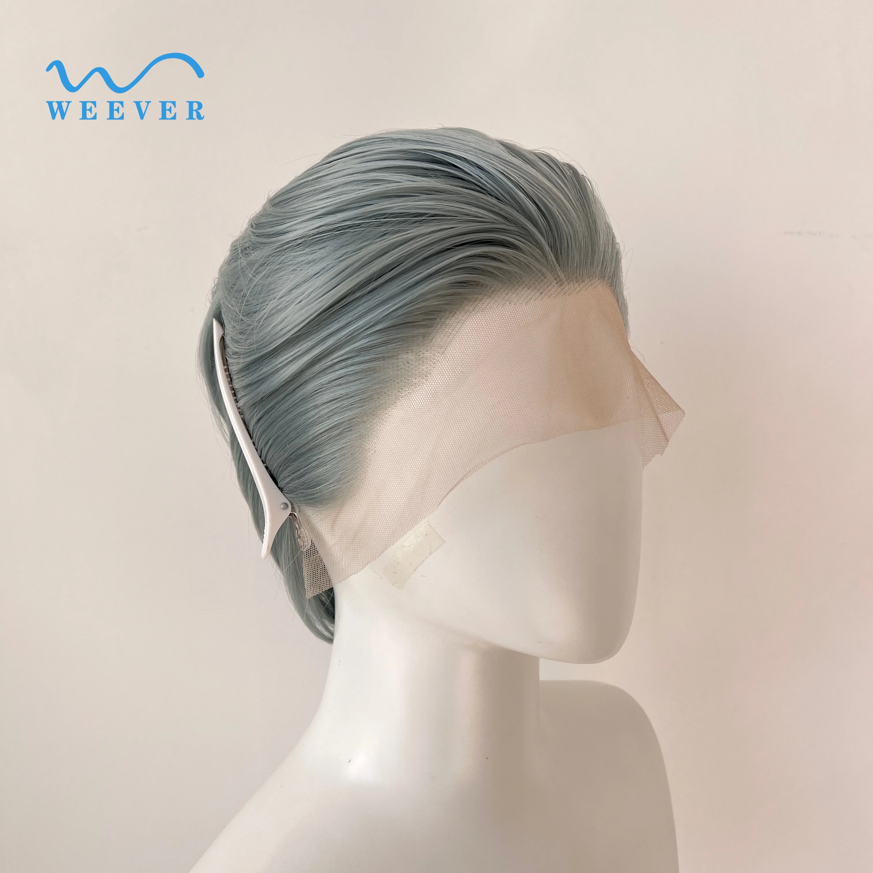 Men's Lace Front Wig Dark Blue And Gray Back Hairstyle Short Hair High-Temperature Synthetic Hair Cosplay Wig