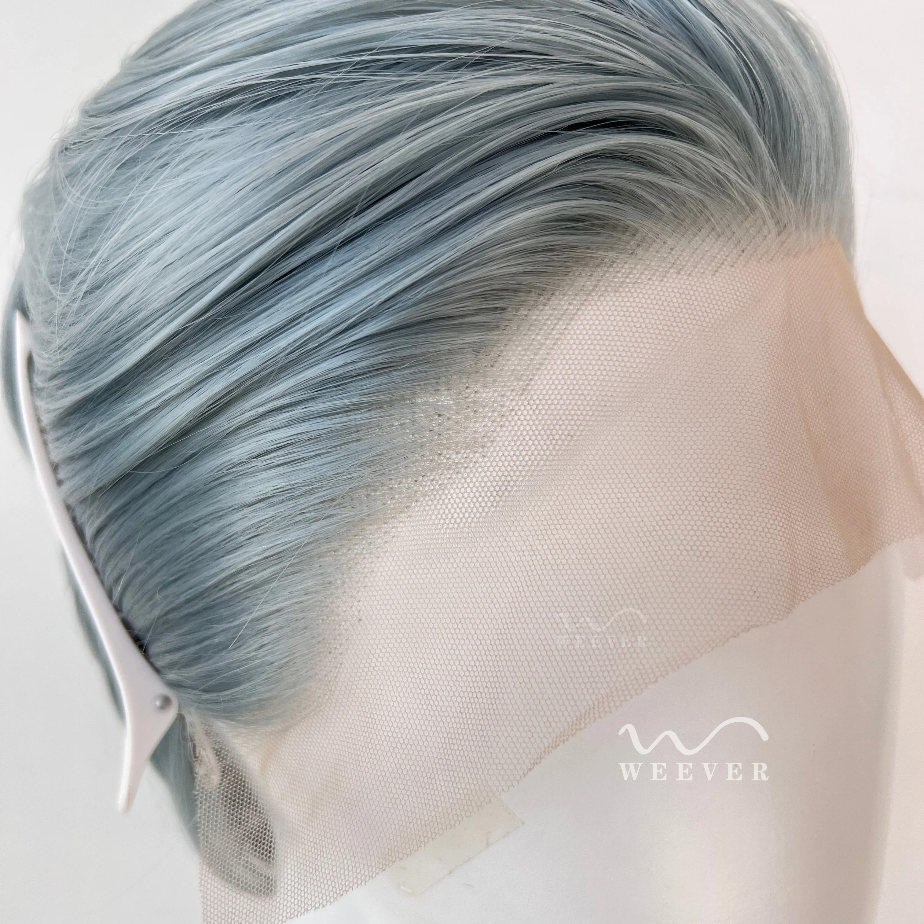 Men's Lace Front Wig Dark Blue And Gray Back Hairstyle Short Hair High-Temperature Synthetic Hair Cosplay Wig