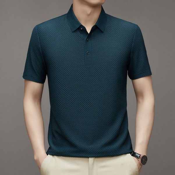 Men's Nylon Jacquard Polo Shirt High-Grade Short-Sleeved Youth Lapel T-Shirt  T-Shirts