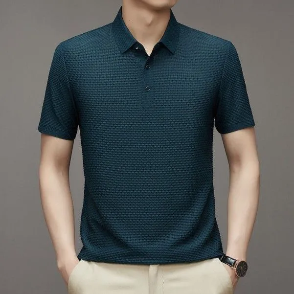 Men's Nylon Jacquard Polo Shirt High-Grade Short-Sleeved Youth Lapel T-Shirt  T-Shirts