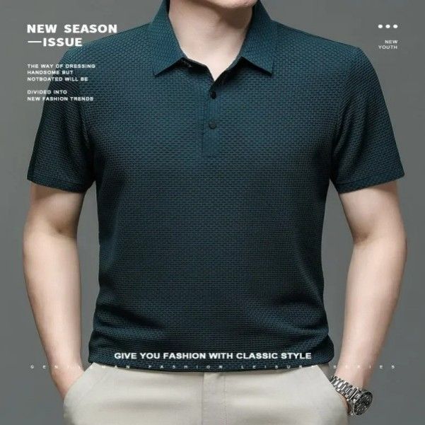 Men's Nylon Jacquard Polo Shirt High-Grade Short-Sleeved Youth Lapel T-Shirt  T-Shirts