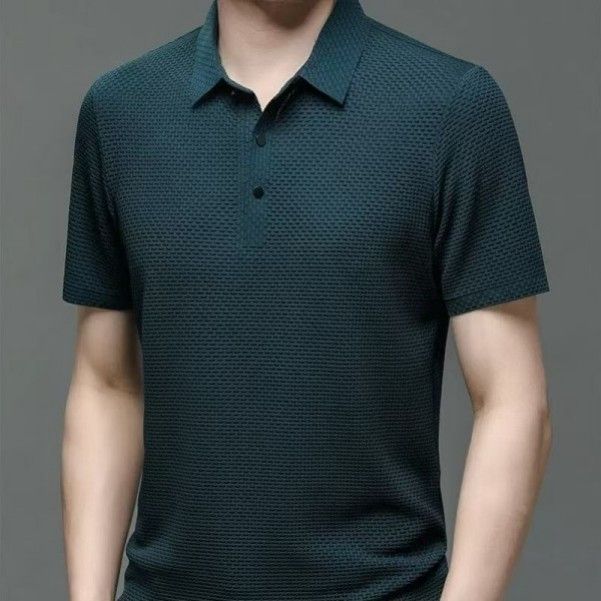 Men's Nylon Jacquard Polo Shirt High-Grade Short-Sleeved Youth Lapel T-Shirt  T-Shirts