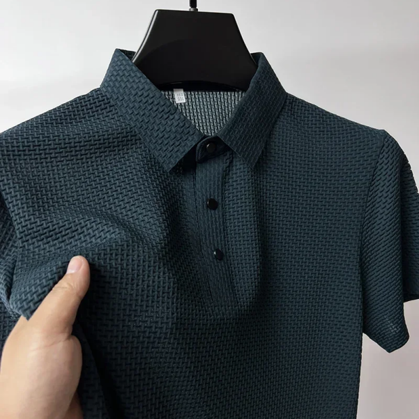 Men's Nylon Jacquard Polo Shirt High-Grade Short-Sleeved Youth Lapel T-Shirt  T-Shirts