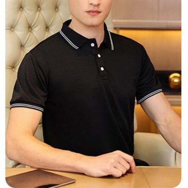Men's Solid Color Business Gentleman Short Sleeve Youth Fashion Half Sleeve Shirt Top  T-Shirts