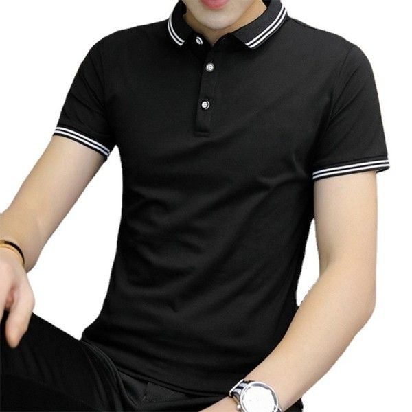 Men's Solid Color Business Gentleman Short Sleeve Youth Fashion Half Sleeve Shirt Top  T-Shirts