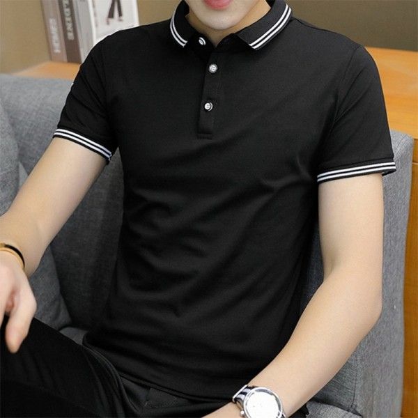 Men's Solid Color Business Gentleman Short Sleeve Youth Fashion Half Sleeve Shirt Top  T-Shirts