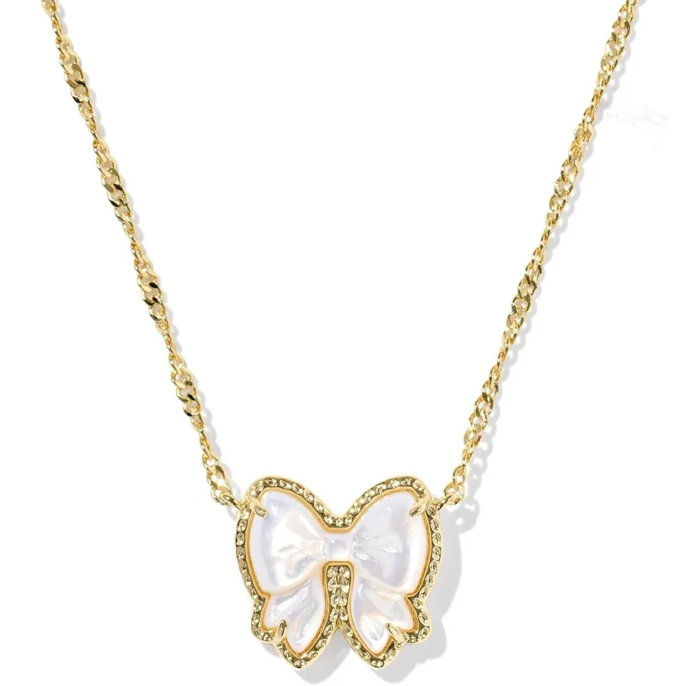 A 1Pc Mother-Of-Pearl Bow Pendant Necklace, High-End And Luxurious, A Perfect Valentine's Day And Birthday Gift For Girls.