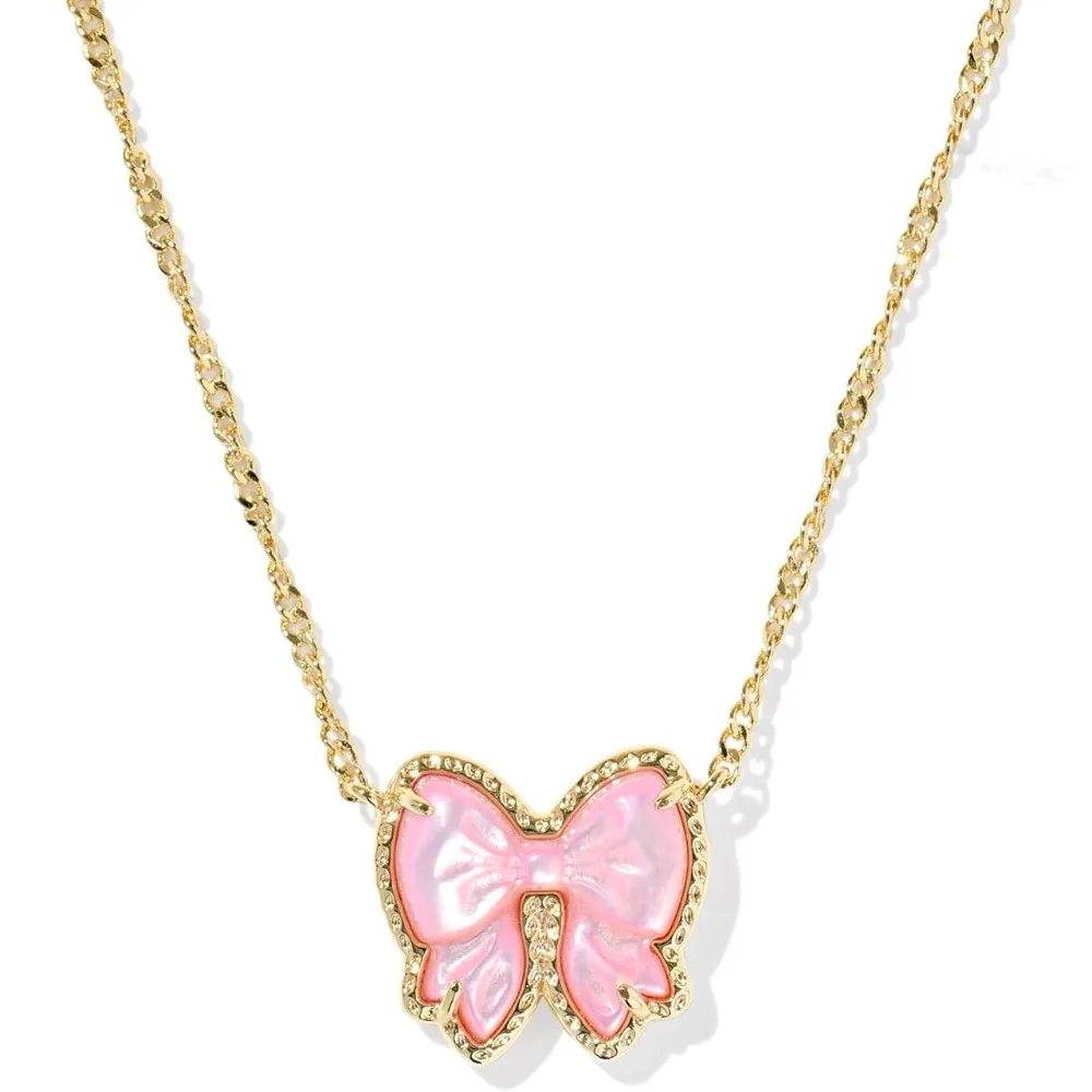 A 1Pc Mother-Of-Pearl Bow Pendant Necklace, High-End And Luxurious, A Perfect Valentine's Day And Birthday Gift For Girls.
