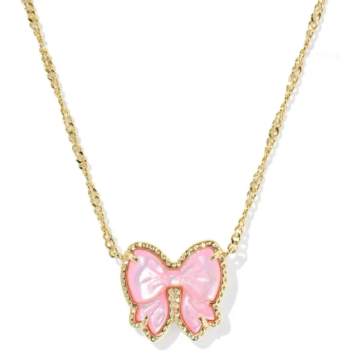 A 1Pc Mother-Of-Pearl Bow Pendant Necklace, High-End And Luxurious, A Perfect Valentine's Day And Birthday Gift For Girls.