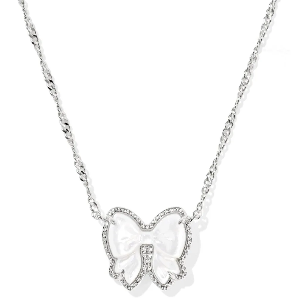 A 1Pc Mother-Of-Pearl Bow Pendant Necklace, High-End And Luxurious, A Perfect Valentine's Day And Birthday Gift For Girls.
