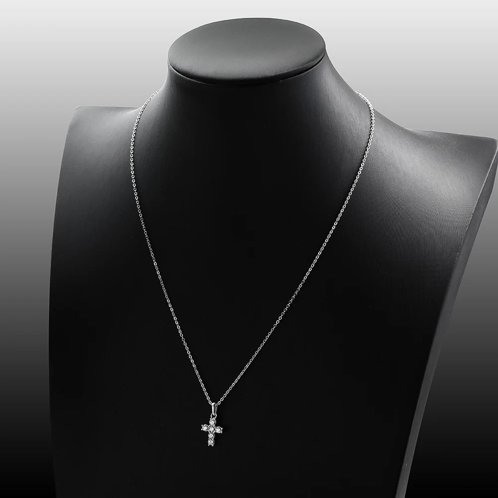 Serenity 0.6ct D Color Moissanite Cross Necklace For Women Anniversary Gift S925 Silver Crucifix Pendant Neck Chain Fine Jewelry