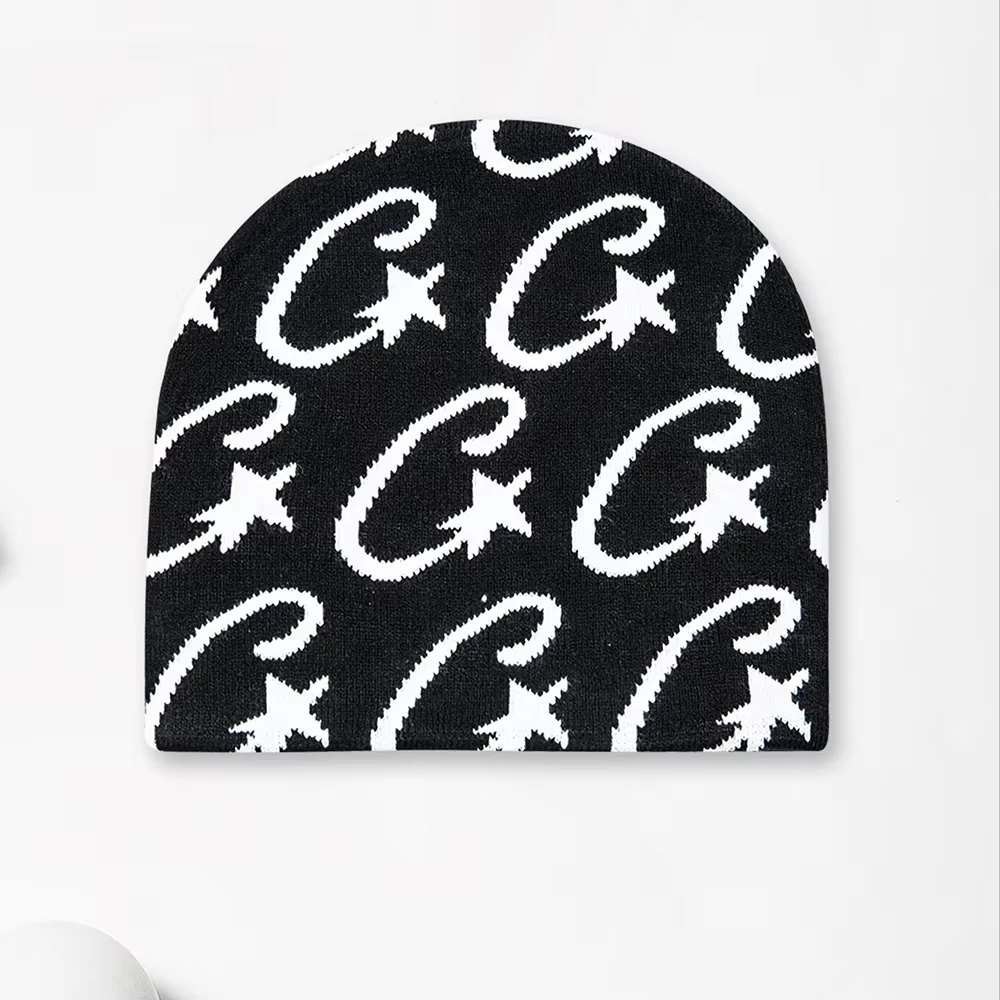 1PC Star Pattern European American Autumn Winter Warm Fashion Casual Jacquard Knitted Hat Outdoor Hip-Hop Cold Proof Beanie Hat