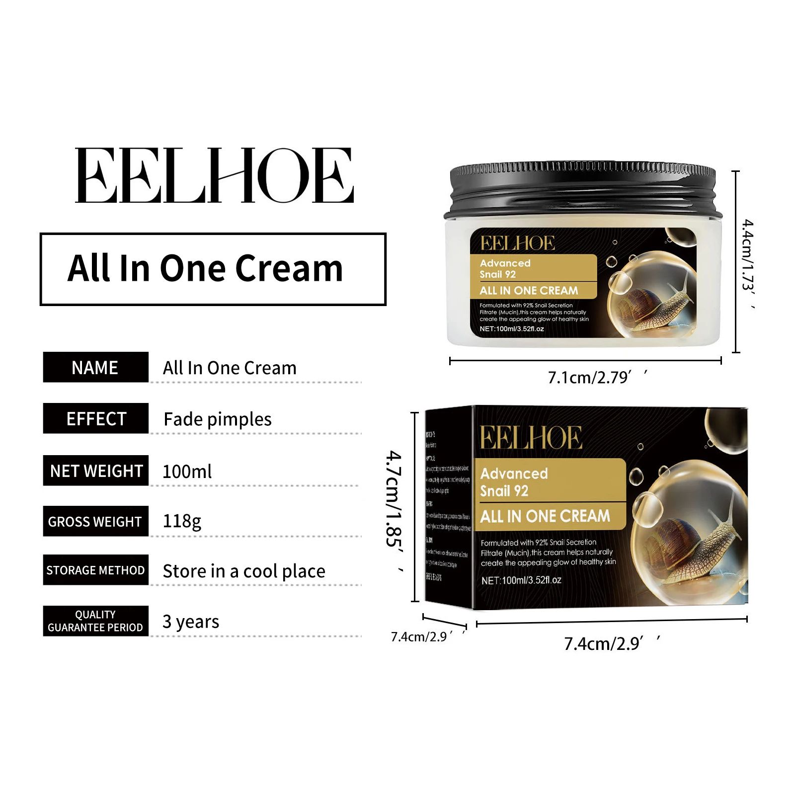 Snail Face Cream Anti Redness Pimple Removal Shrink Pores Repair Sensitive Skin Replenishing Moisturizer Acne Treatment Cream